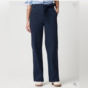 J. Crew Factory Navy Wide-Leg Tie-Waist Pants